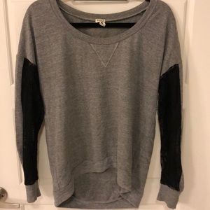 Splendid Grey Sweatshirt with Lace Sleeves